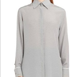 Fendi Embroidered Dot Longline Silk Blouse